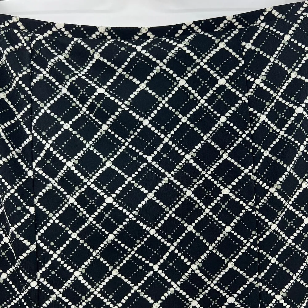 Y2K VINTAGE Express SMALL Black Diamond Dot Green Plaid Flare Mini Skirt - Image 4