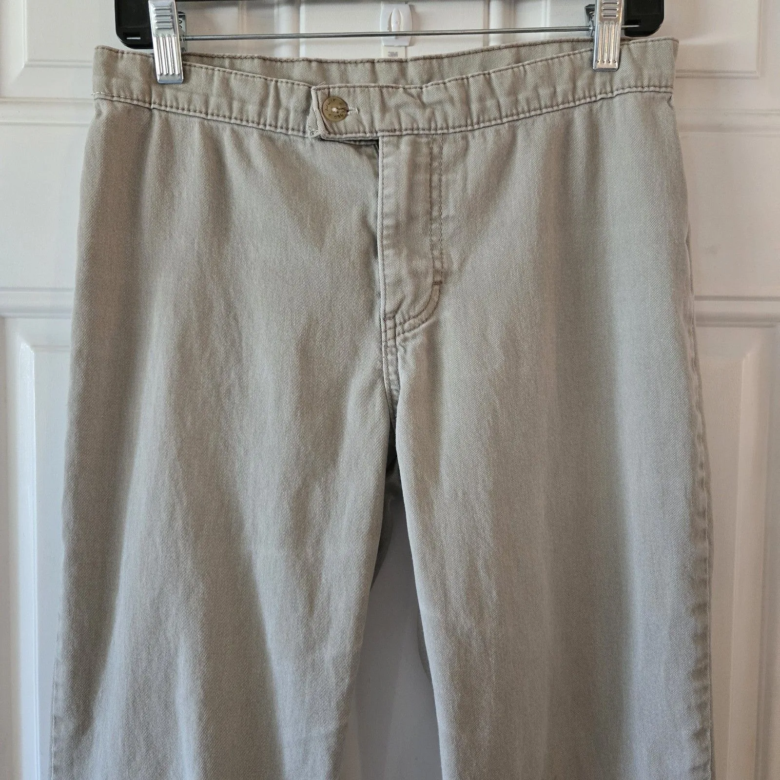Vintage Jordache Crop Pants Sz 7/8 Capris Beige Straight Leg Embroidered Hem Y2K - Image 3
