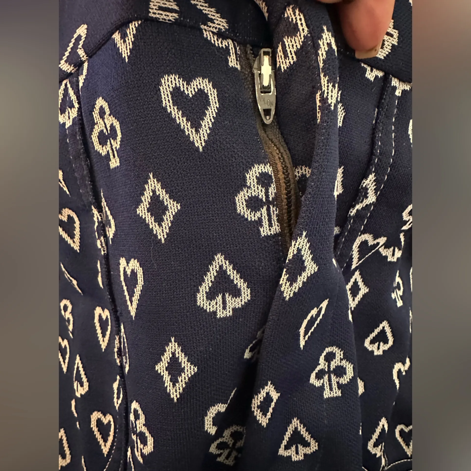 Lee Navy and White Hearts Spades Patterned Pants - Image 4