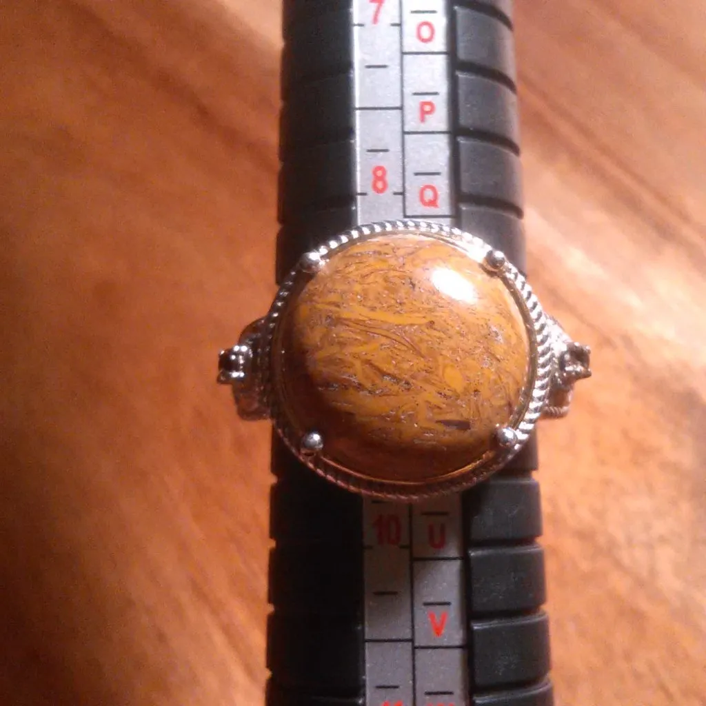 Script Stone And Smokey Quartz Solitaire Copper Ring (Size 9) - Image 5