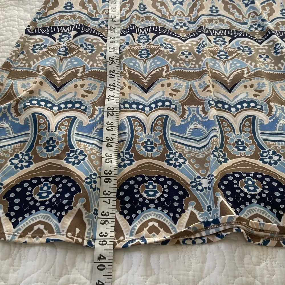 Axcess by Liz Claiborne Blue and Brown Patterned Faux Wrap Dress Size Medium - Image 12