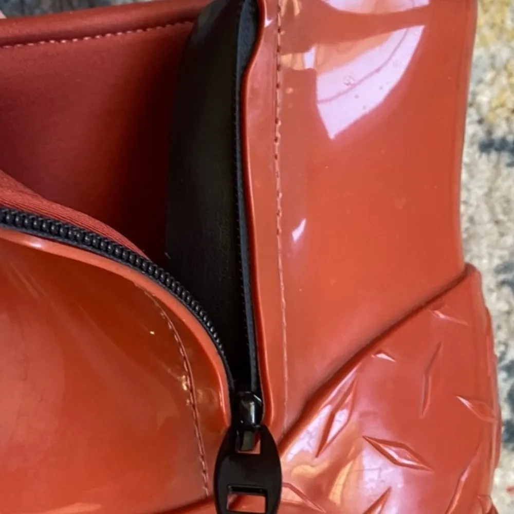 Melissa‎ Burnt Orange Fusion Slip On Rain Booties, Size 8 - Image 3