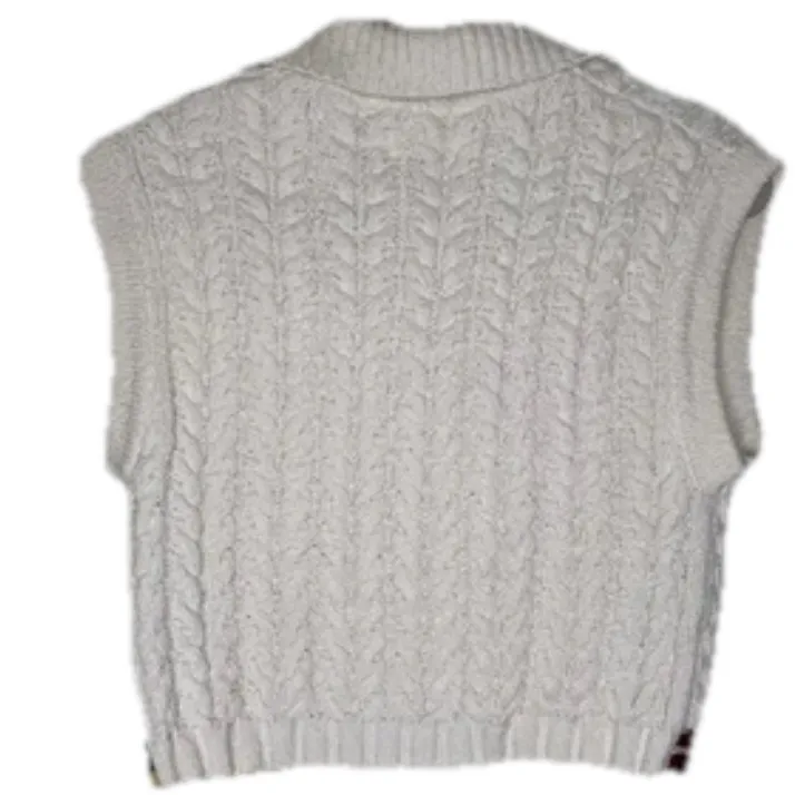 Maeve by Anthropologie Cotton/Wool Blend Polo Collar Crop Cable Knit Sweater XS - Image 4