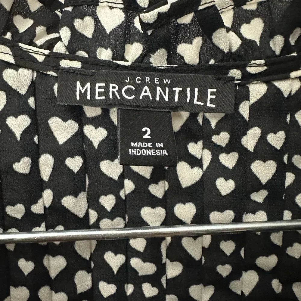 J.Crew Mercantile Carrera blouse black white hearts size 2 Business Wear - Image 3