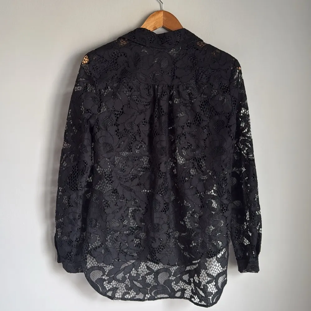 Diane Von Furstenberg Lorelei Two Bloom Black Jacquard Lace Button down 6 - Image 4