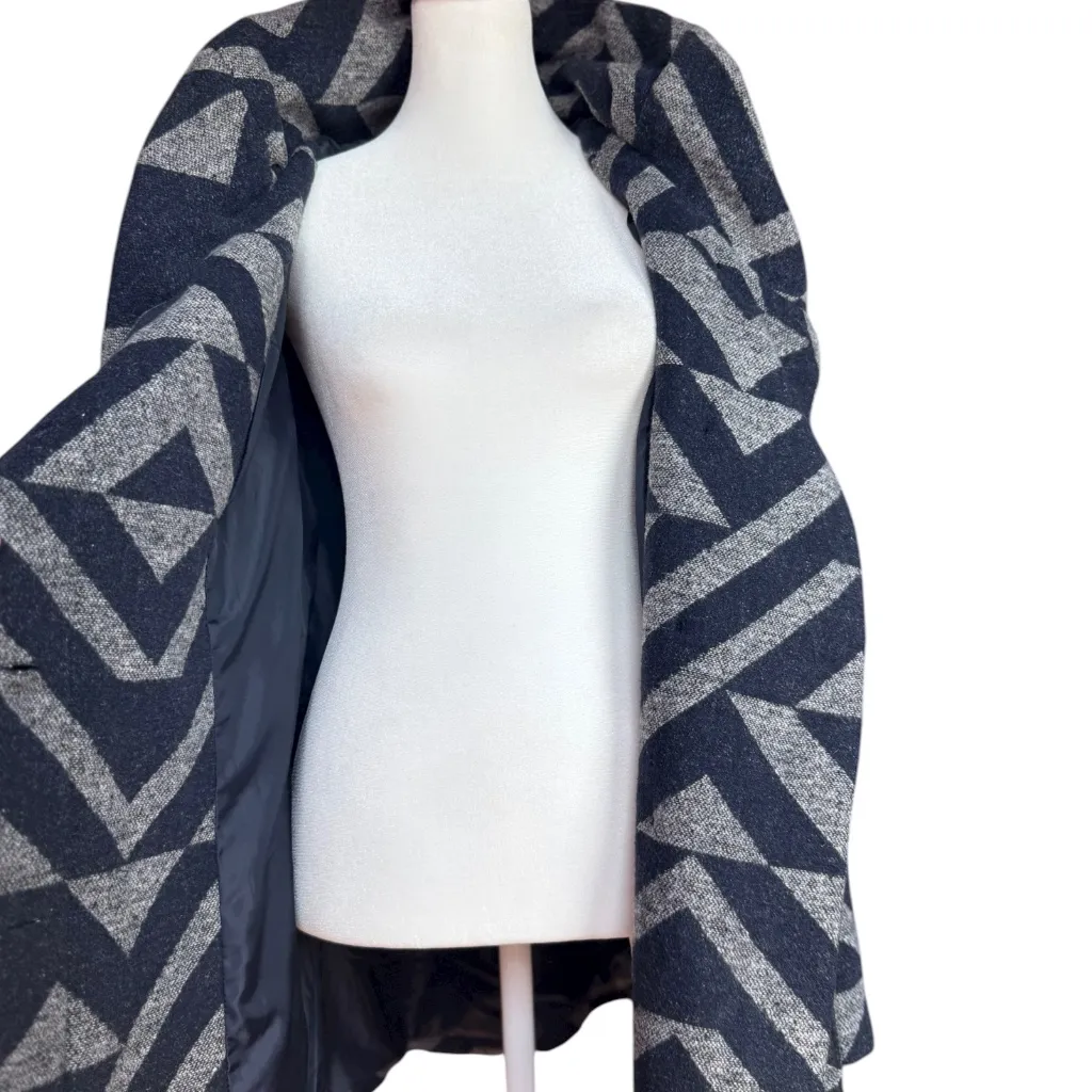 Mossimo Supply Co. Two Tone Geometric‎ Wrap Pea Coat With Oversized Collar Sz M Blue Size M - Image 5