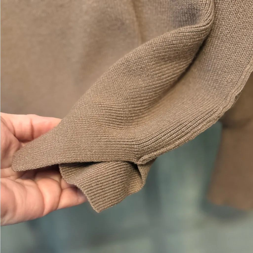 Chunky Knit Latte Sweater Brown Size L - Image 4