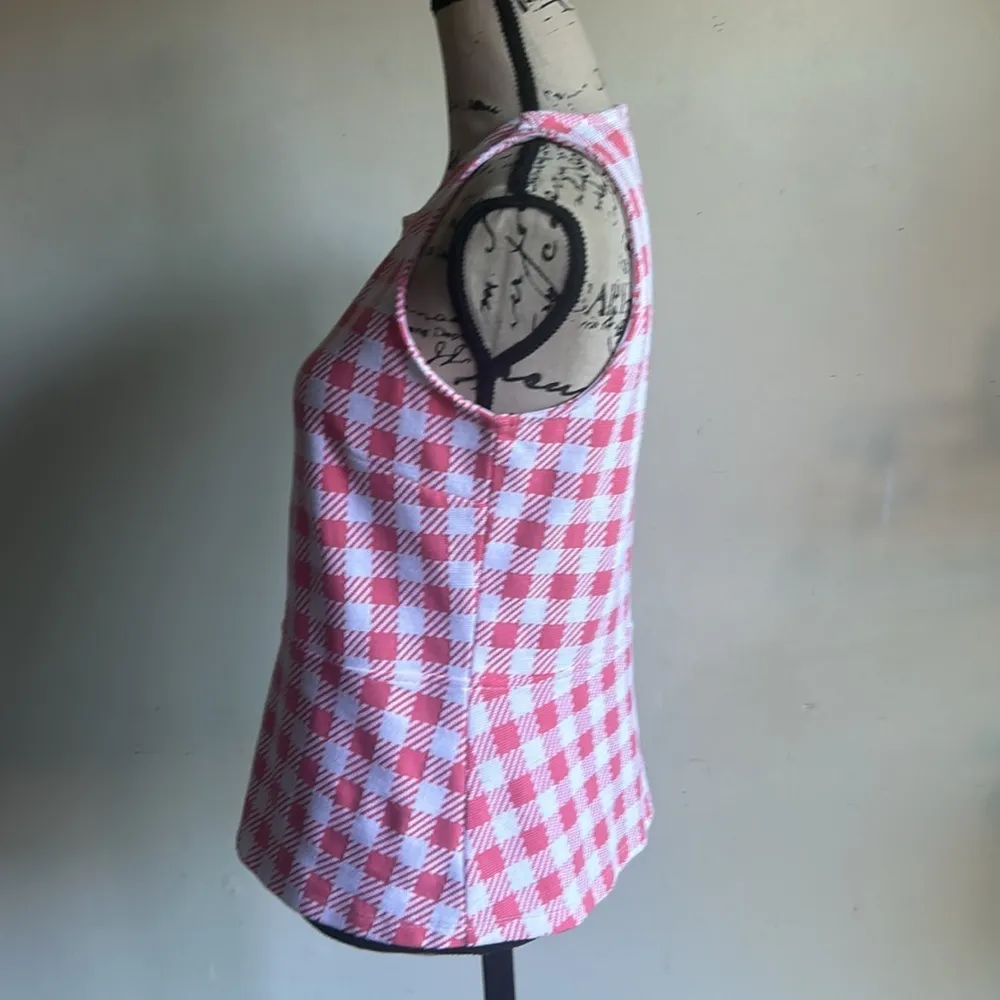 Ann Taylor Sleeveless Gingham Peplum Pink White Top Size Small - Image 8