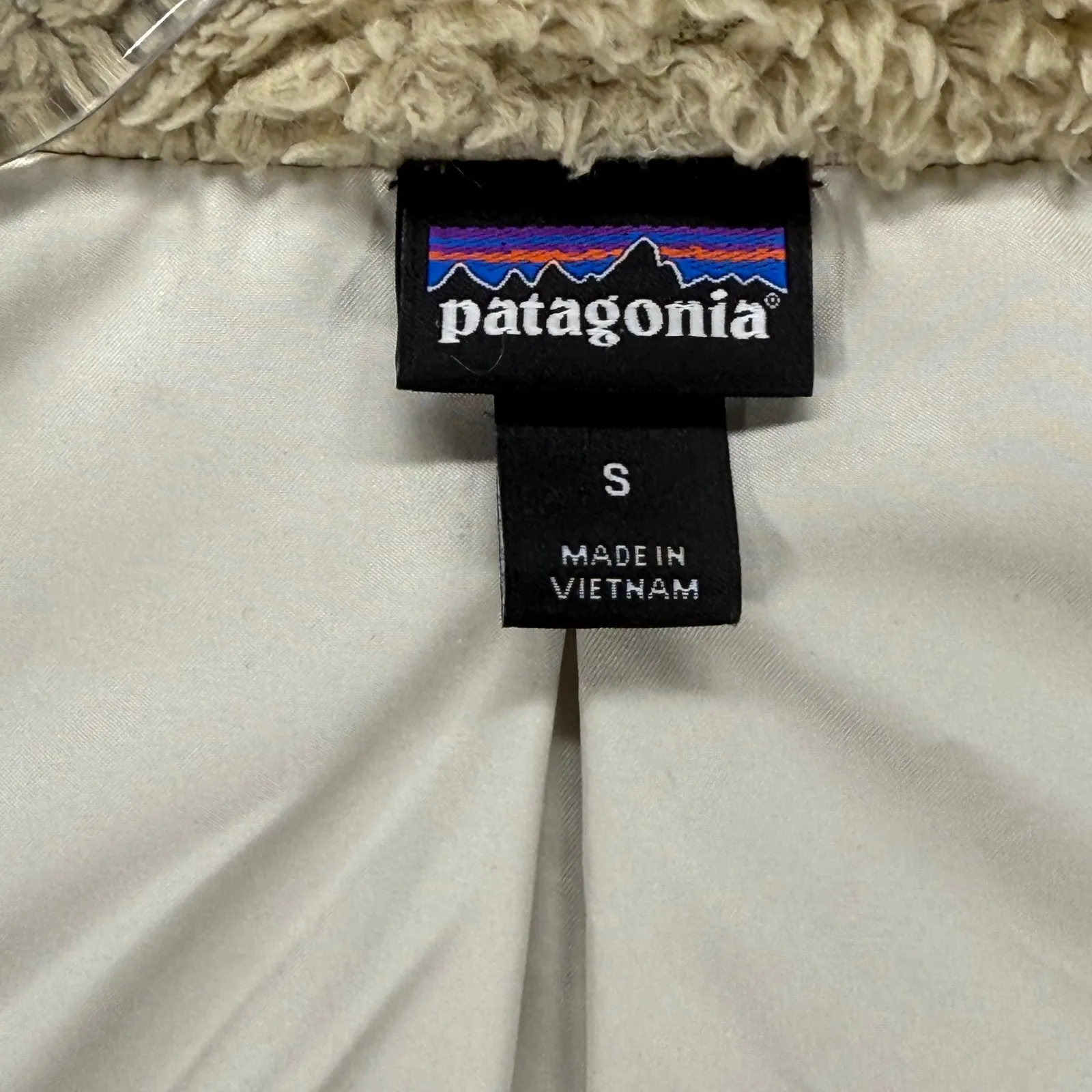Patagonia Fleece‎ Vest Full Zip Sleeveless Outdoor Hiking Tan Small S - Image 5