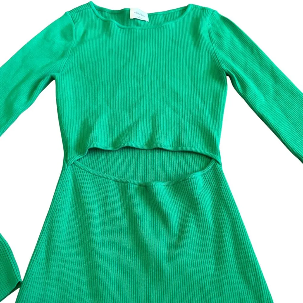 Wilfred Free Aritzia Long Sleeve Cutout Dress Green Stretch Size Small Womens - Image 3