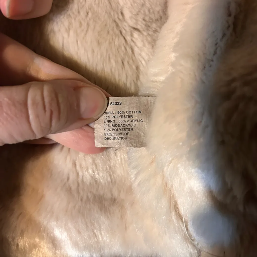 Vintage Y2K Gap Faux Fur Lined Hoodie Vest Cream Tan Womens Medium - Image 6