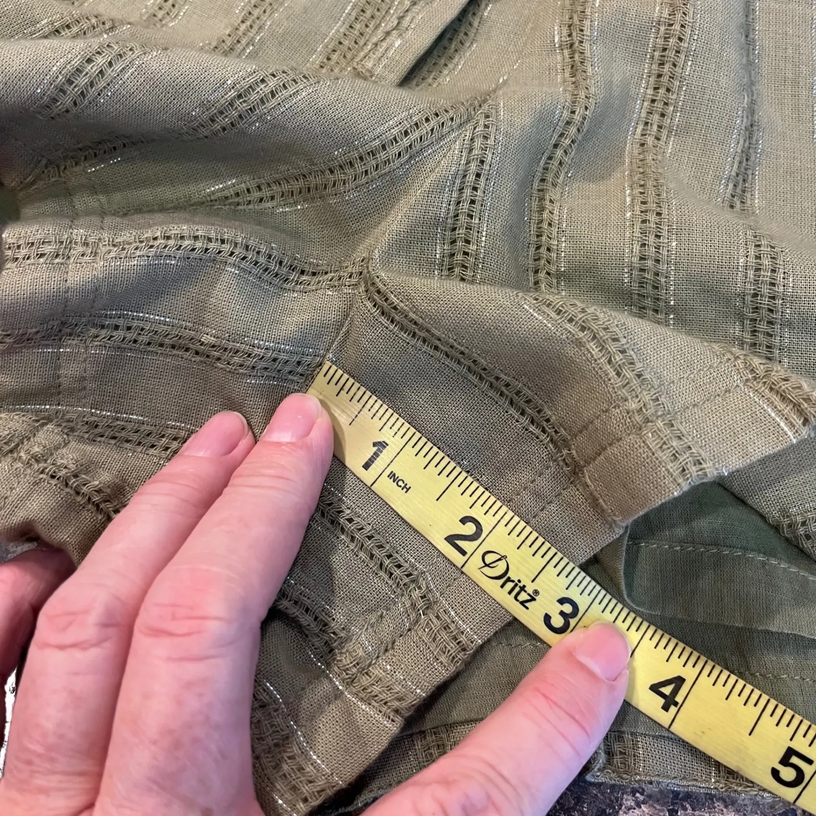 Roller Rabbit NEW Small Lurex Shadow Stripe Laina Short Olive Green Womens - Image 10