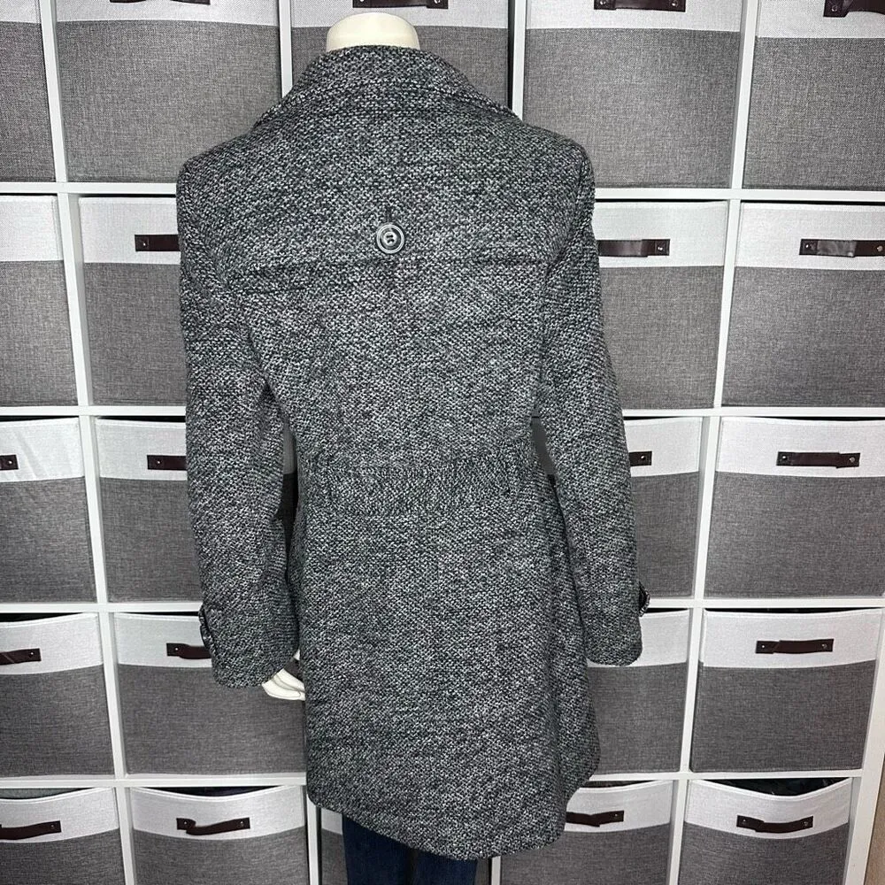 Kenneth Cole Reaction Houndstooth Wool Blend Belted Peacoat Size S/M - Image 3