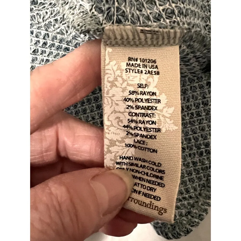 Soft surroundings womens size large blue waffle knit sweater office wear - Image 6