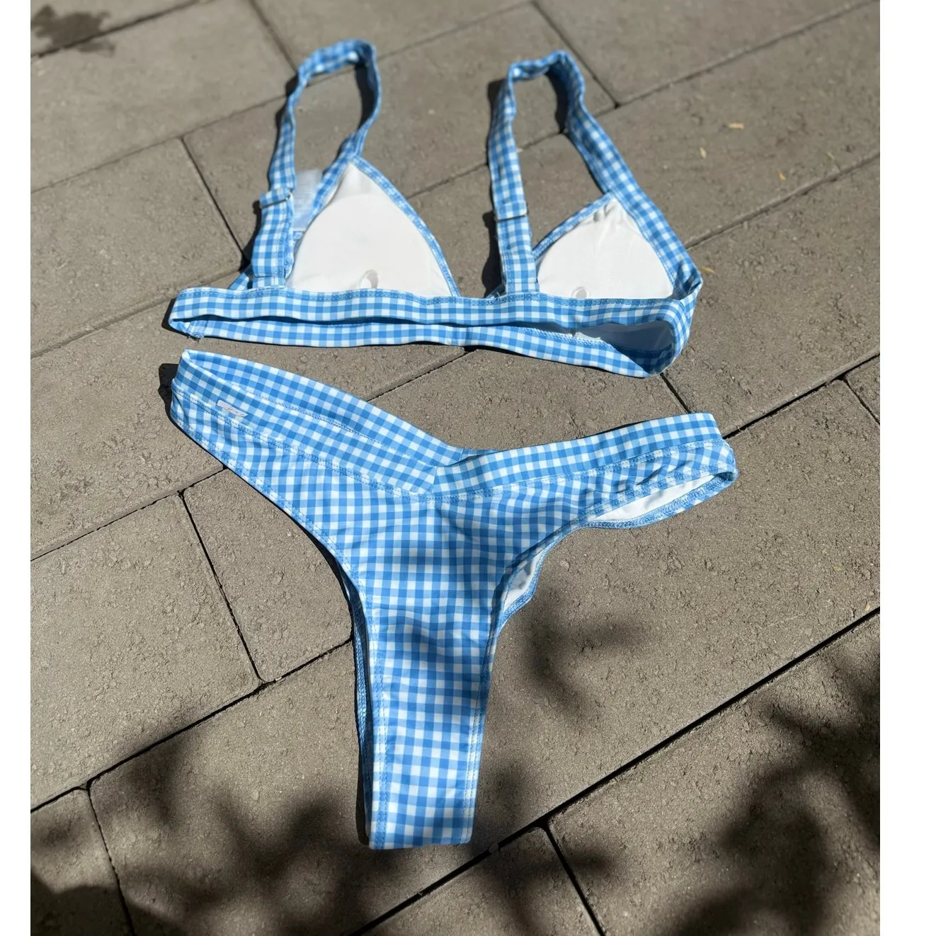 Double Zero Blue Gingham 2 Piece Bikinis‎ Set Cottagecore Fairy Milkmaid Beach - Image 2