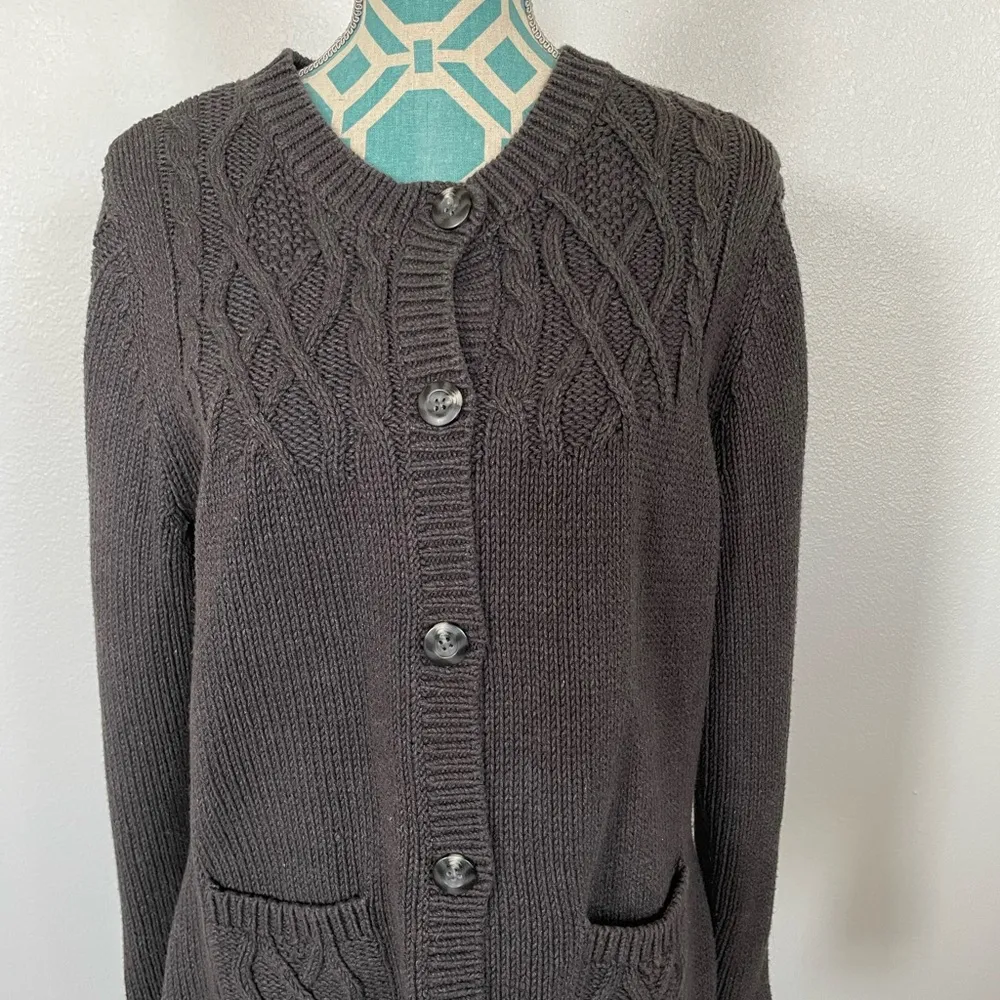 Eddie Bauer Button Cardigan Sweater Grey XL Tall - Image 2