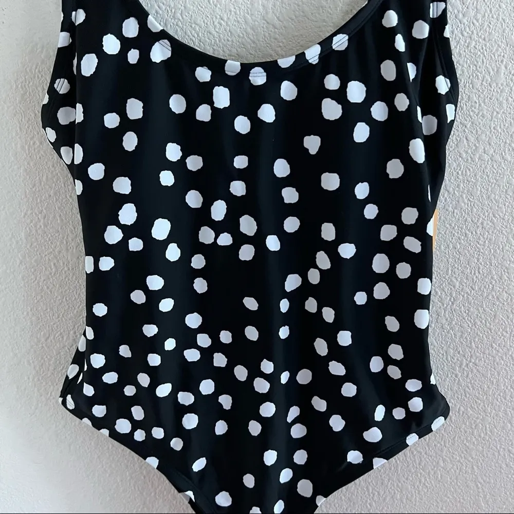 NWT Kona Sol Dot Modern One Piece Swimsuit Black and White Medium Coverage Small - Image 10