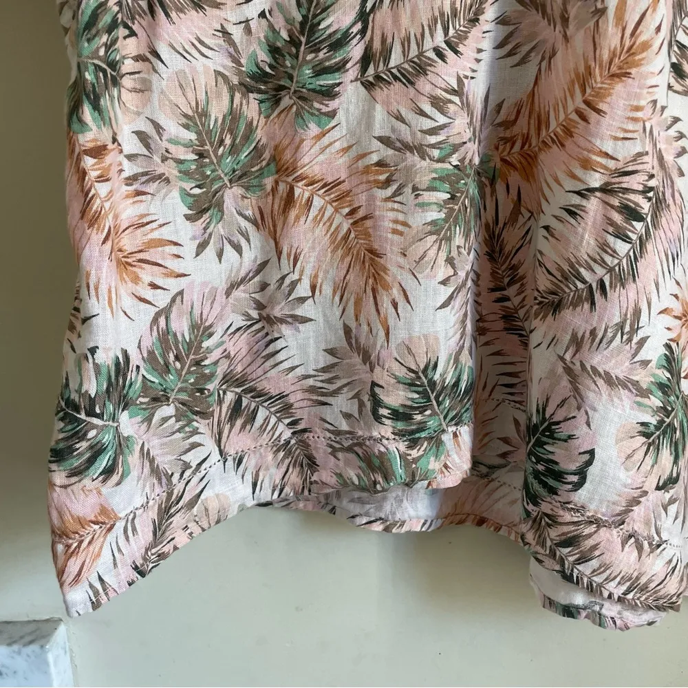 J. Jill Love Linen Tropical Floral Ruffle Sleeve Blouse size XLP Pink V - Image 9