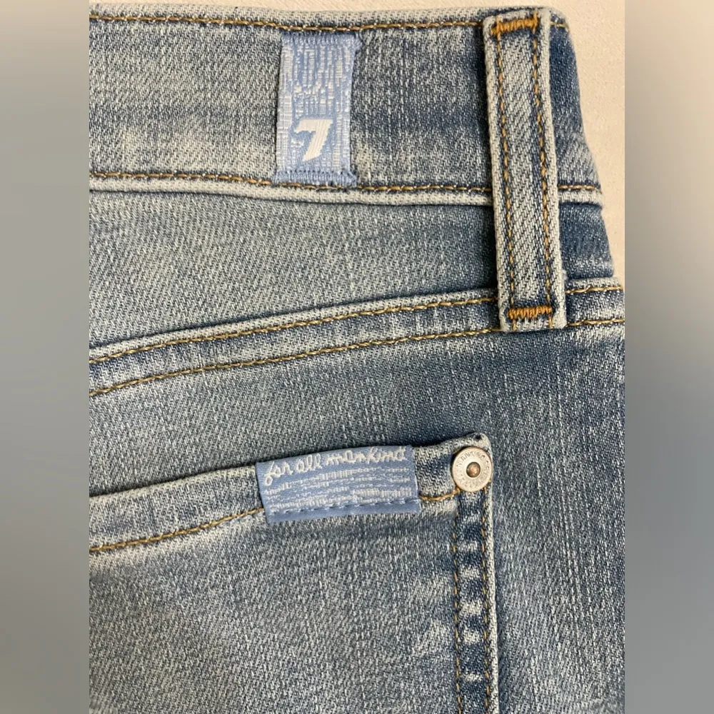 NWT 7 For ManKind Broken Twill Mid Roll Denim Shorts Coco Drive Size 26 - Image 10