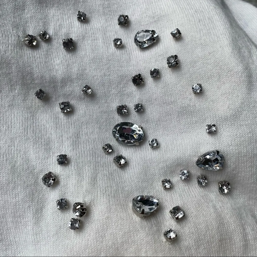 Victoria's Secret Winter White Bejeweled Sweater Dress with Tie Waist - Image 3