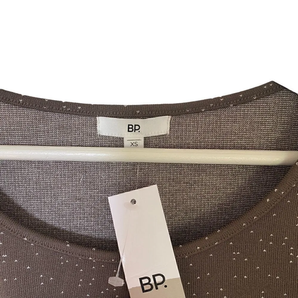 BP Nordstrom NEW long sleeve crop brown polka dots XS - Image 3