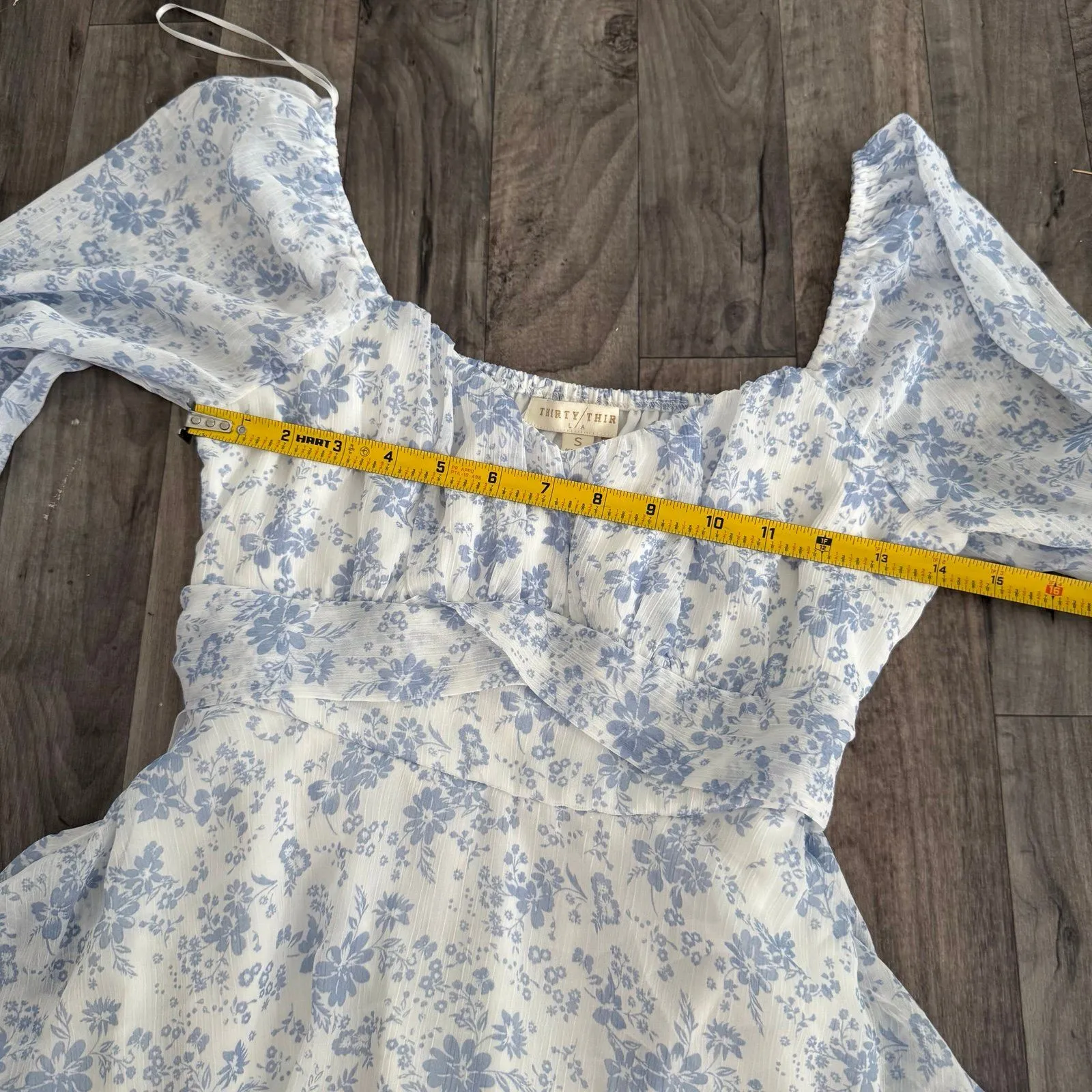 Coquette cottagecore flowy floral long sleeve chiffon babydoll dress - Image 4