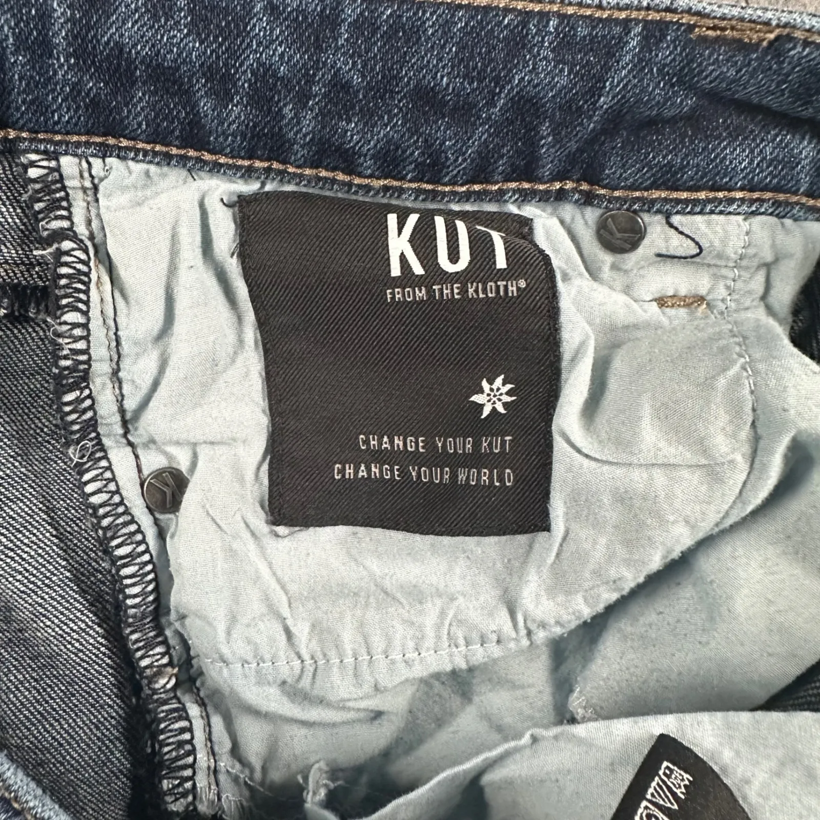 KUT From The Kloth Reese Ankle Straight Jeans Womens 4 Blue Distressed Cropped - Image 15