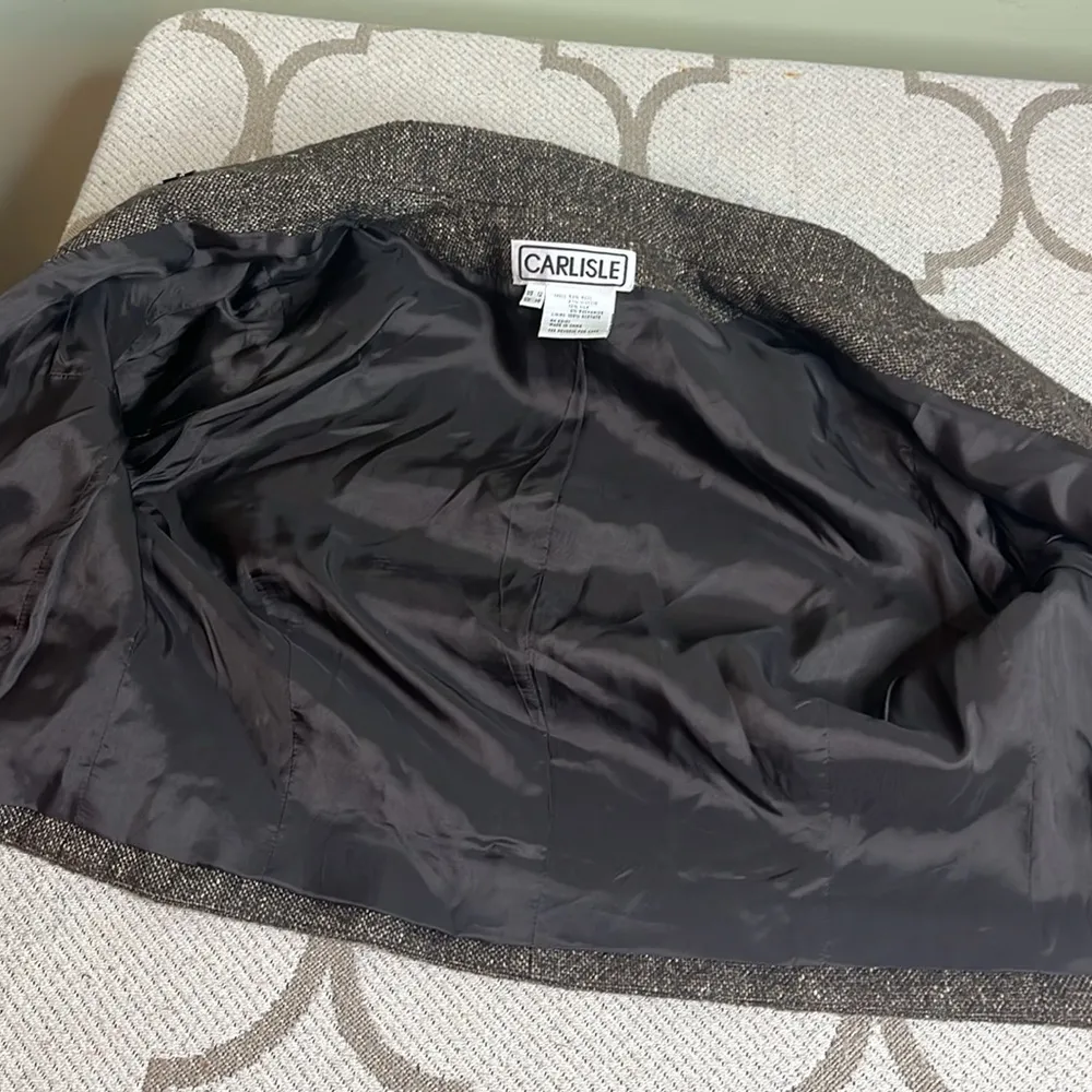 Carlisle Gray Tweed Double-Breasted Wool Silk Blazer - Image 8