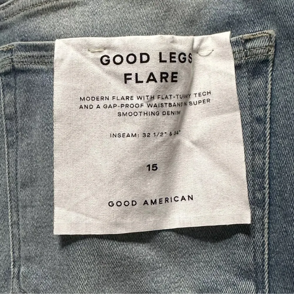 Good American Good Legs Flare Ripped High Waist Deep V Jeans Size: 15 New 33 - Image 11