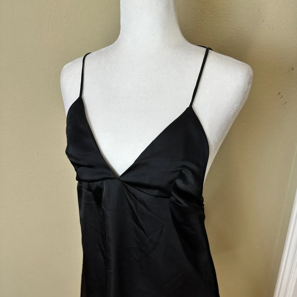 SOLARIS STYLE Classic Strappy Satiny Little Black Dress Size Small - Image 3