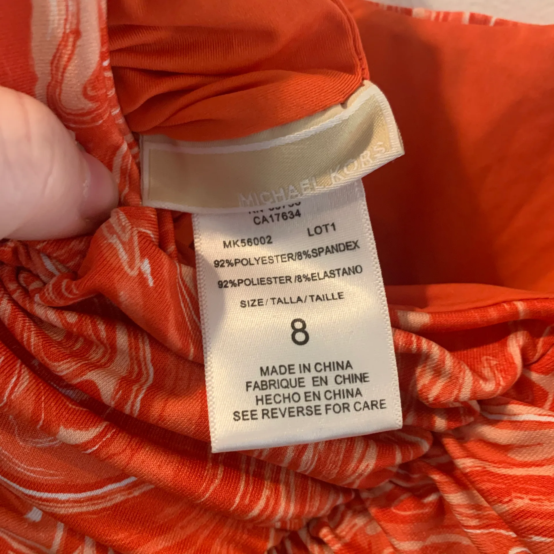 Michael Kors Orange Marble Printed One Piece - Image 8