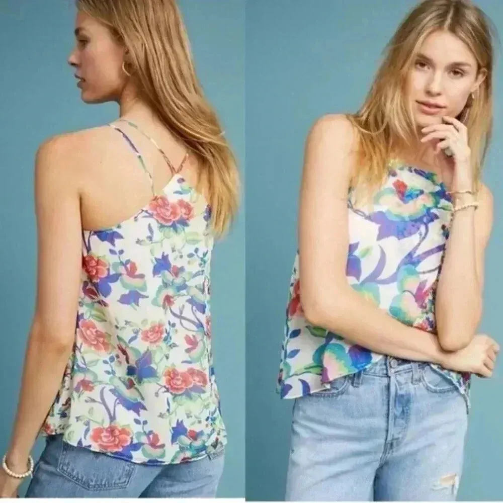 Anthropologie Maeve floral strappy crossover front top size XS M24 - Image 2