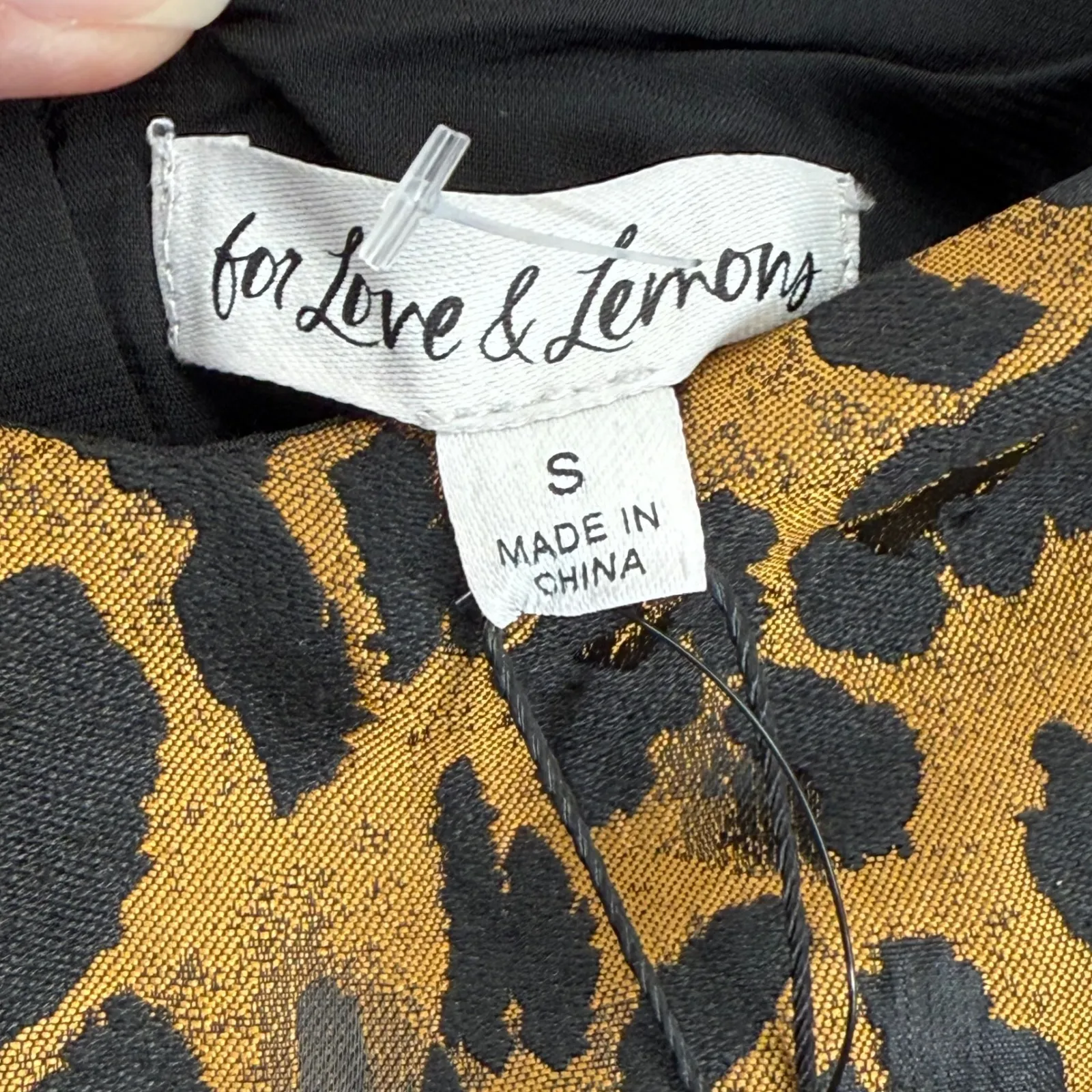 For‎ Love & Lemons Leopard Print Mini Dress Puff Sleeve Yellow Trim S - Image 4