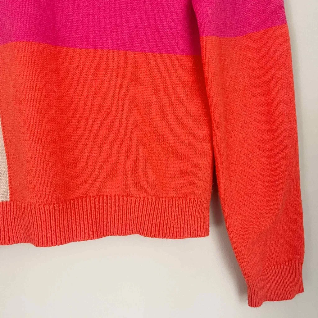 THML Boutique Colorblock Pink Orange Red Sweater Size Small - Image 3