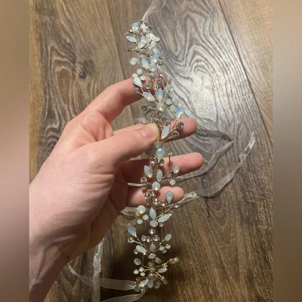 Wedding opal sterling silver headpiece - Image 4