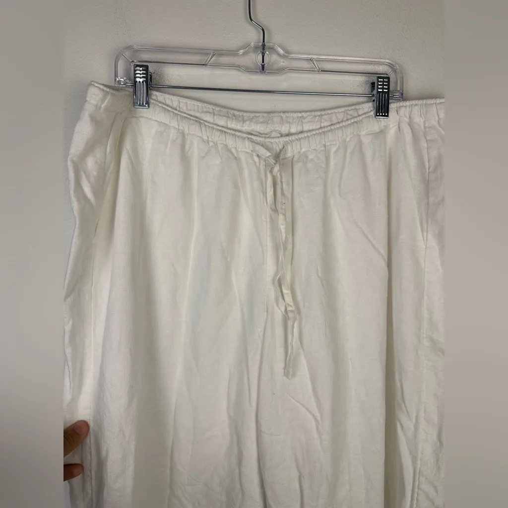 Hollister Linen Blend Pull On Baggy Wide Leg Beachy Coverup Pants Women’s Sz XL - Image 5
