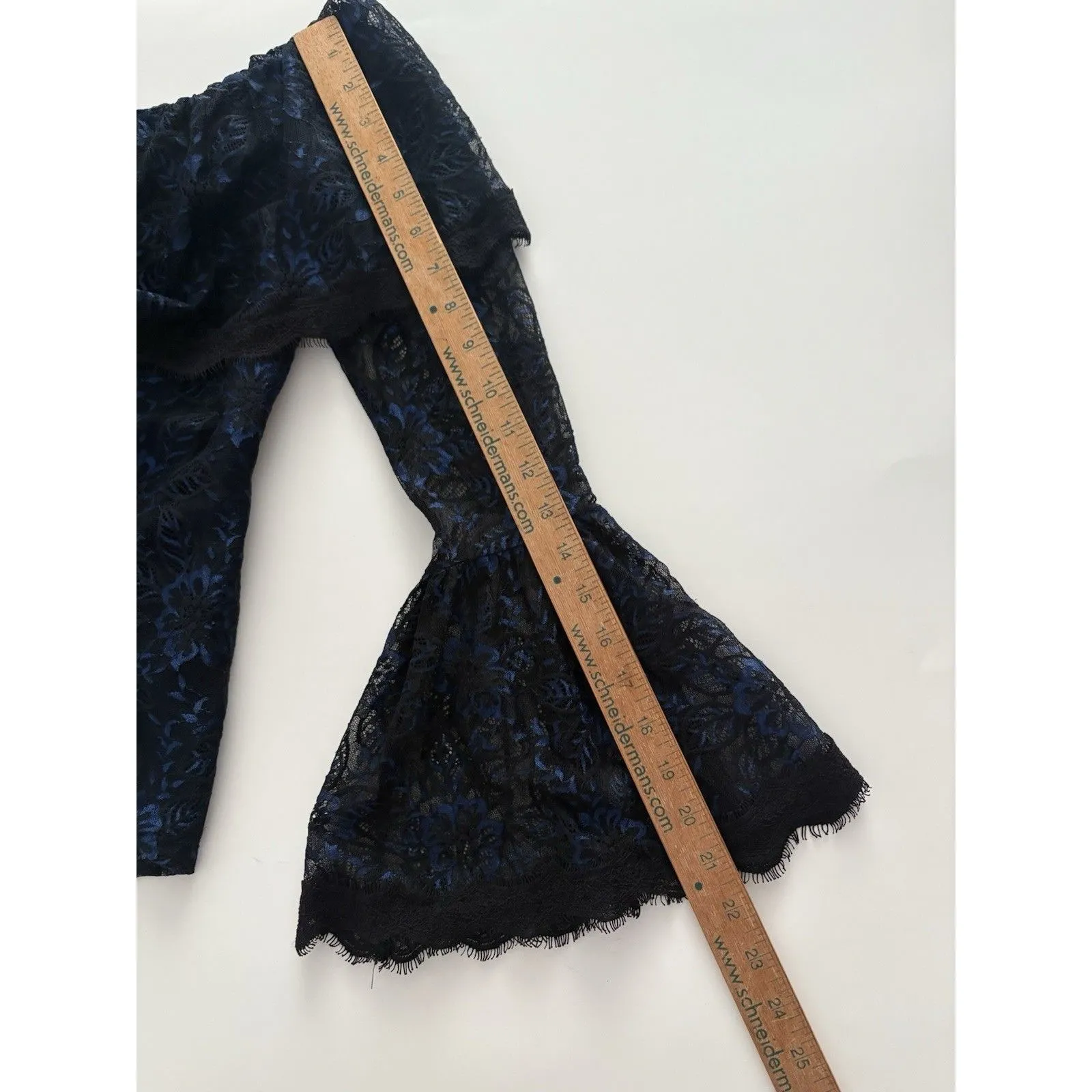 WHBM Lace Top Size 10 Blue Black Goth Whimsigoth Dark Romance Castlecore Witchy - Image 13