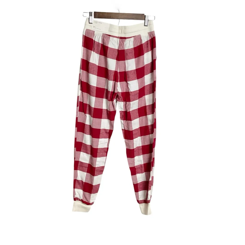 American Eagle Flannel Jogger PJ Pants Size XXS Red Cream - Image 3