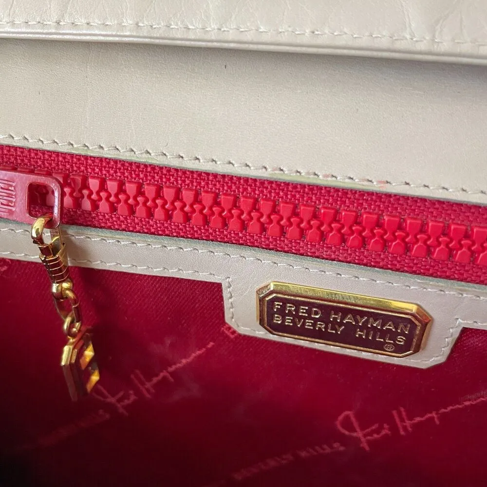 Fred Hayman Beverly Hills handbag convertible clutch beige leather Vintage - Image 3