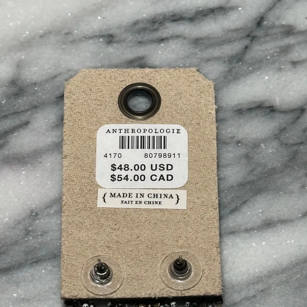 Anthropologie Crystal Fringe Earrings New Black & Silver - Image 5