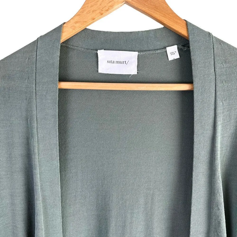 Sita Murt Long Cardigan in sage Green Lightweight 100% Cotton, Size EU 40 / US 8 - Image 2