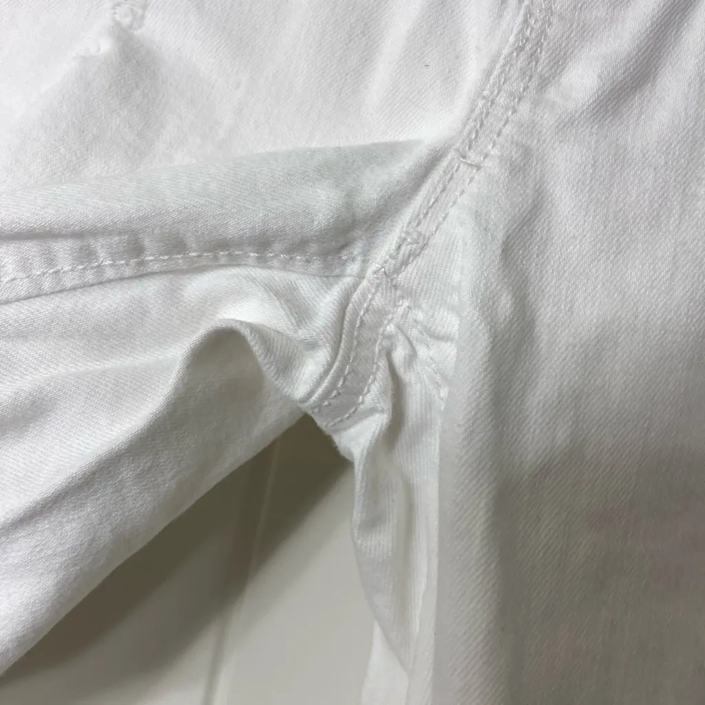 LOFT women’s solid white denim skinny fit ripped distressed‎ look jeans casual 0 - Image 2