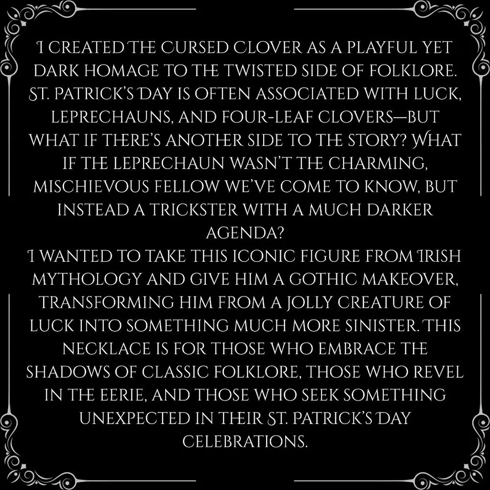 Gothic Victorian "The Cursed Clover: Gothic Leprechaun" Necklace St Patrick's - Image 4