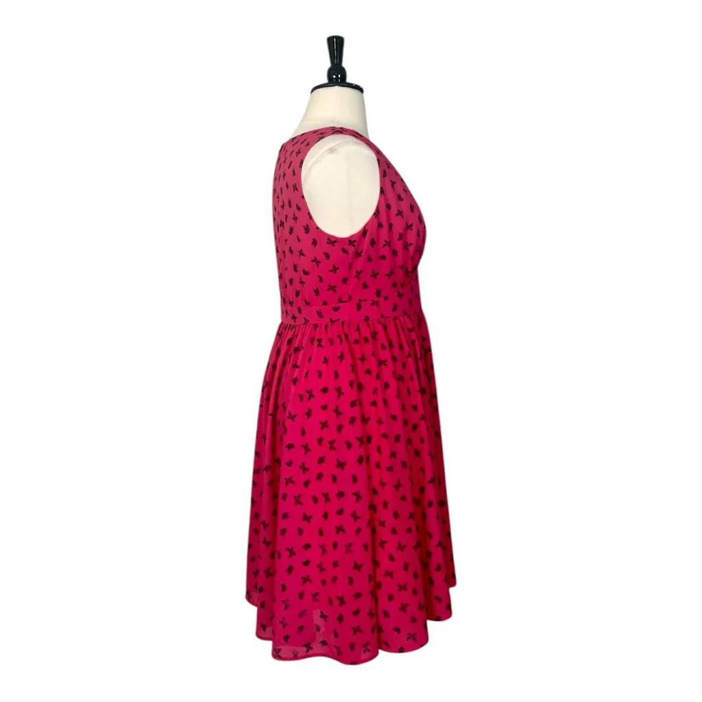 Torrid Midi Dress Fit Flare Deep V-neck Hot Pink Navy Butterfly Women’s Size 14 - Image 3