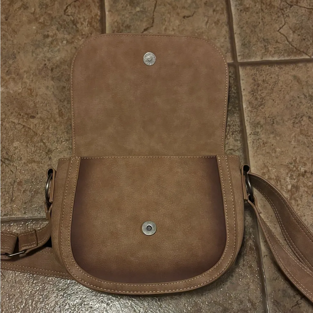 Catchfly Longhorn Skull Embroidered Crossbody Saddle Bag Purse Brown - Image 3