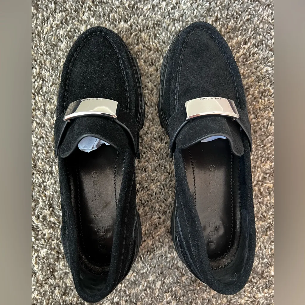 Rag & Bone Women’s New Black Suede Shiloh 2.0‎ Lug Loafers Size 9 - Image 2