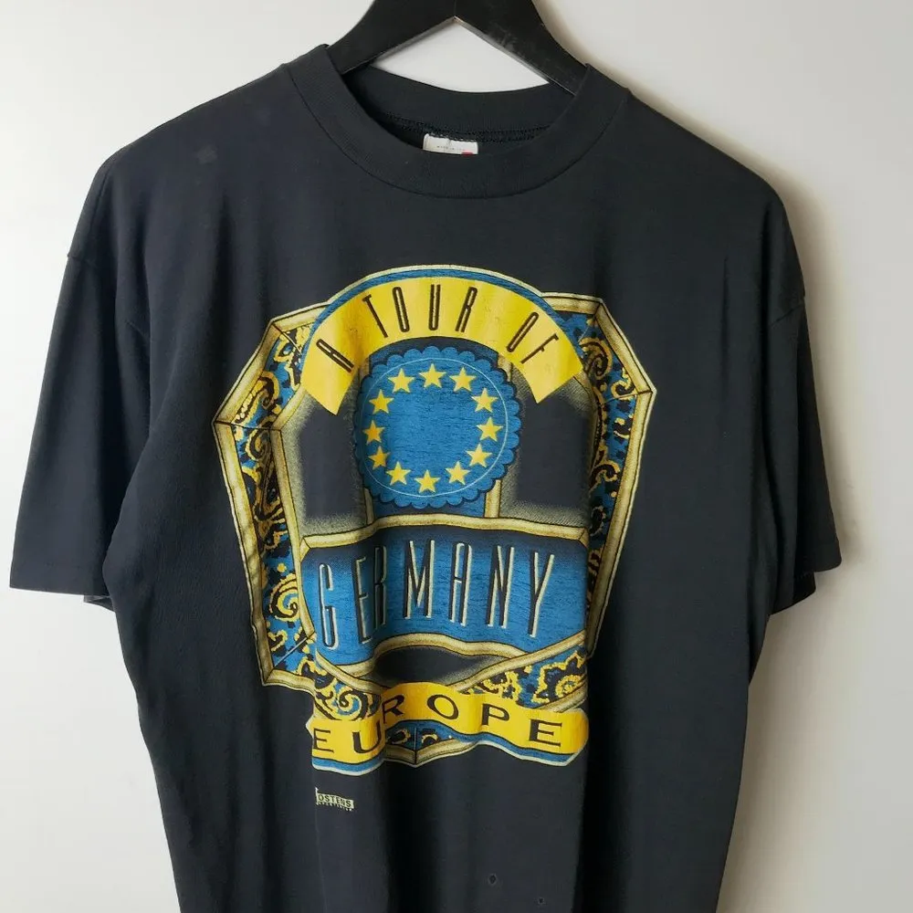 Urban Outfitters A Tour of Germany Europe T Shirt Vintage 90s Black Medium M USA Graphic Tee Logo - Image 14