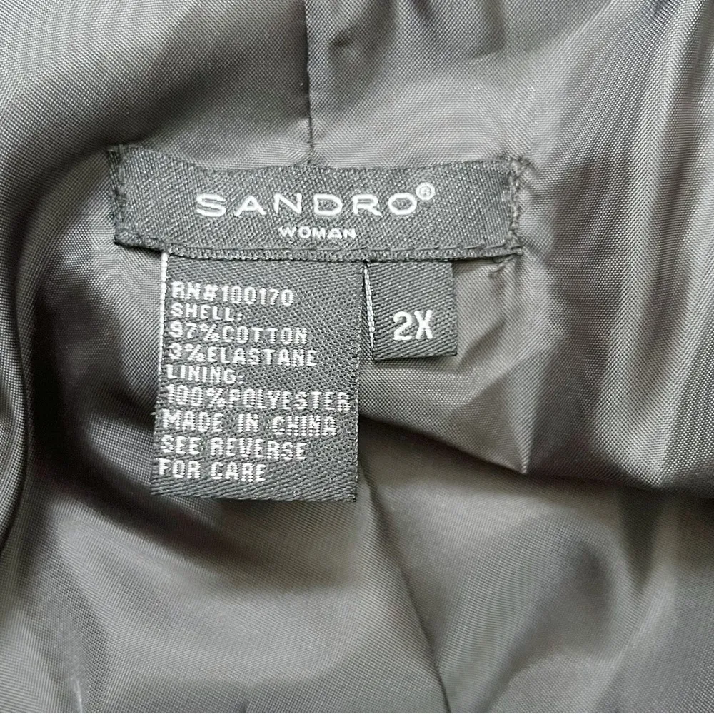 Sandro  Printed Blazer Jacket in Black & White Abstract Dot‎ Pattern, Size 2X - Image 4