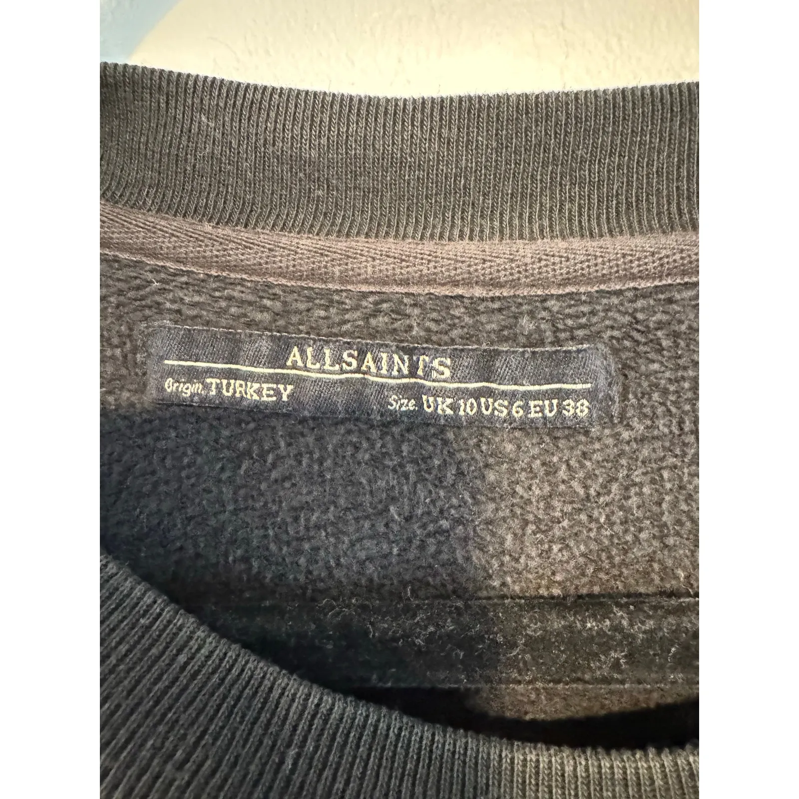 AllSaints Black Crewneck Sweatshirt With Sheer Overlay Women’s Size 6 - Image 4
