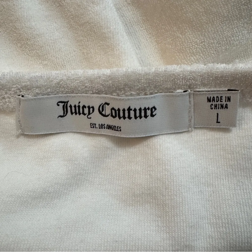 Juicy Couture White Terrycloth Tube Top Crop Rhinestone Bedazzled Summer Large - Image 6